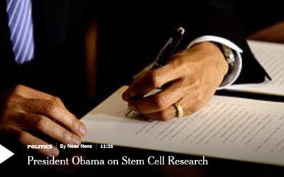 President Barack Obama as he reverses the Bush stem cell restrictions